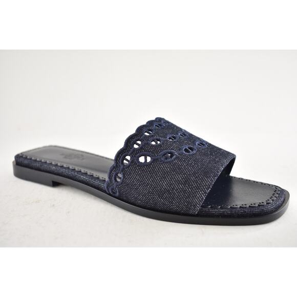 Hermes Sandales Gaelle Blue Denim Jeans Oran Slide Sandal Flat Flip Flop 39.5 - Picture 4 of 16